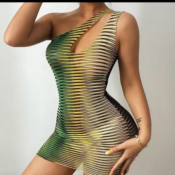 One shoulder multicoloured dress - Picture 4 of 4